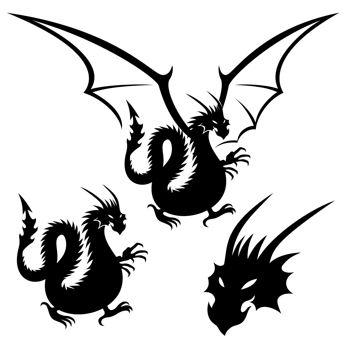 Dragon tattoo element vector material tattoo element dragon   