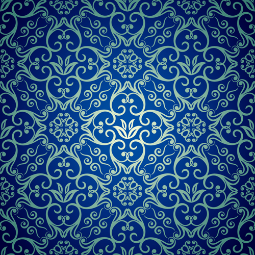 Blue floral seamless pattern design vector vector seamless pattern floral   