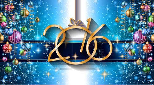 2016 new year background with colored christmas ball vector year new colored christmas ball background 2016   