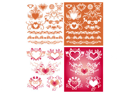 Floral and Frames vector pattern love lace heart-shaped vector   