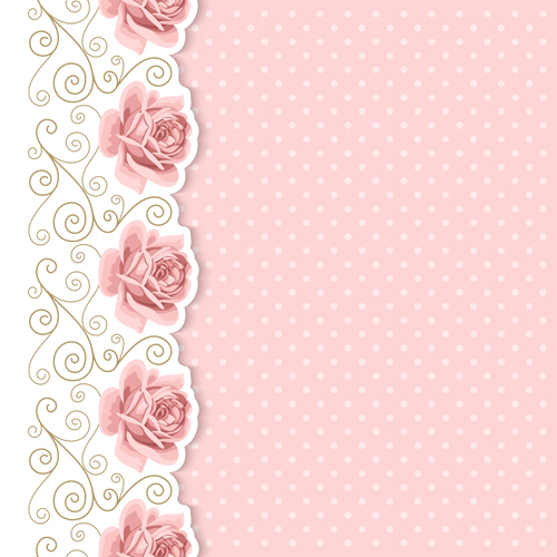 Pink flower with vintage cards vectors 02 vintage pink flower cards   