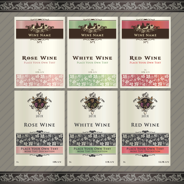 Vintage Elements of Wine Labels vector material 04 wine vintage material labels label elements element   