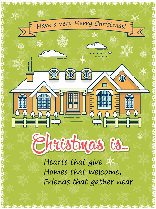 Christmas greeting cards with house vector 07 house greeting christmas cards   