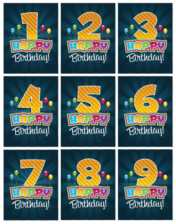 Happy Birthday Number card vector number happy birthday happy card   