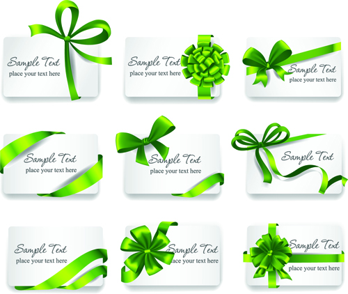 Exquisite ribbon bow gift cards vector set 02 gift cards gift card gift exquisite cards card   