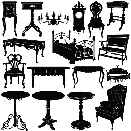 Different Vintage furniture design vector set 05 vintage furniture different   