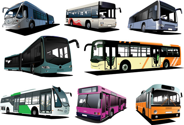 Realistic buses urban vector set 03 urban realistic buses   