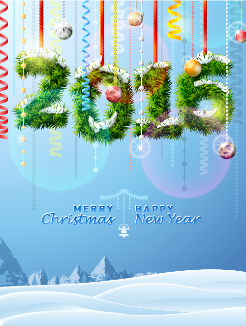 Creative 2016 christmas with new year vector design 01 new year christmas 2016   