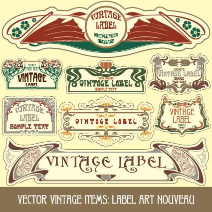 Vintage Label art design vector set 09 vintage label   