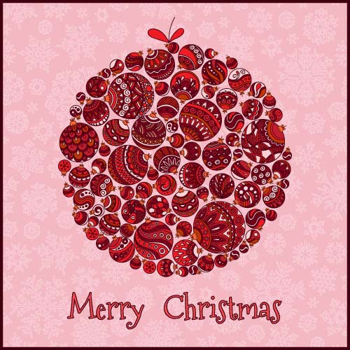 Floral christmas balls with greeting cards vector 03 greeting floral christmas cards balls   