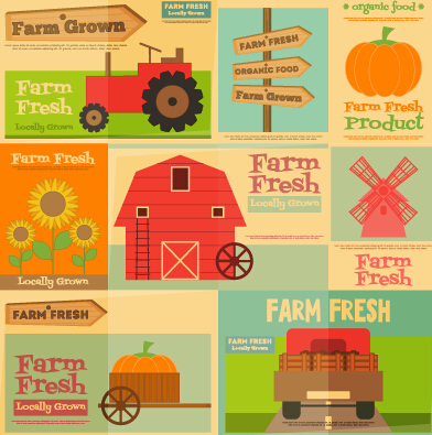 Farm fresh food flat retro background vector 01 Retro font food background   