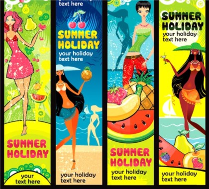 Summer beauty banner set vector summer beauty banner background   