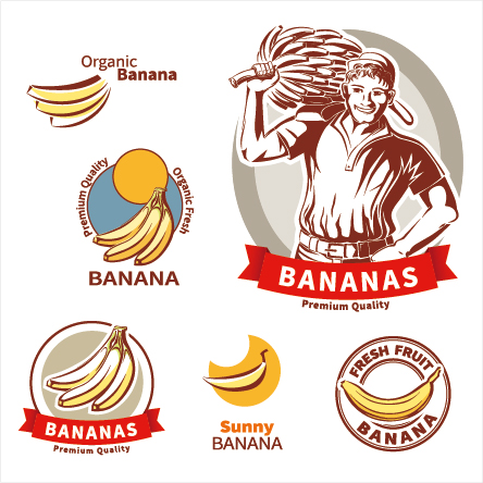 Premium Quality banana labels vector set quality premium labels banana   