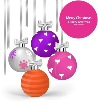 2014 Christmas balls with ribbon background vector 03 ribbon christmas background vector background   