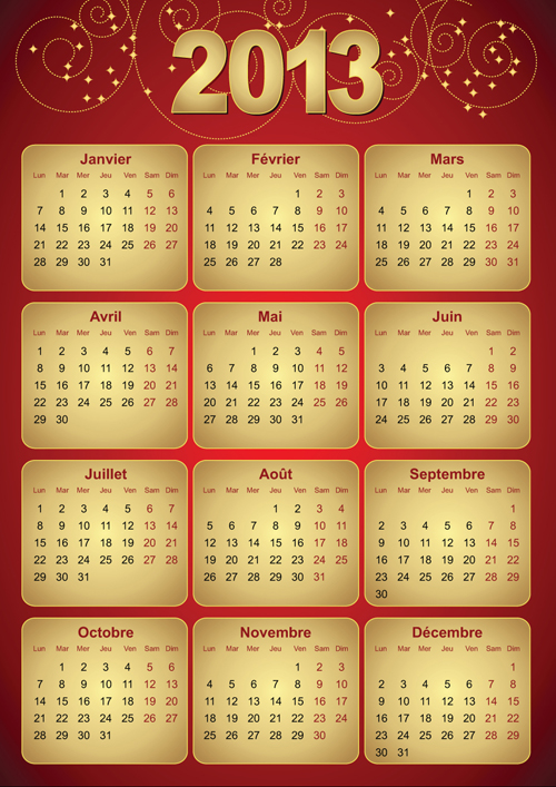 Creative 2013 Calendars design elements vector set 26 elements element creative calendars calendar 2013   