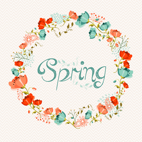 Beautiful wreath spring vector background wreath spring design beautiful   