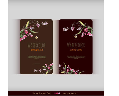 Beautiful watercolor flower business cards vector set 26 watercolor flower business cards beautiful   