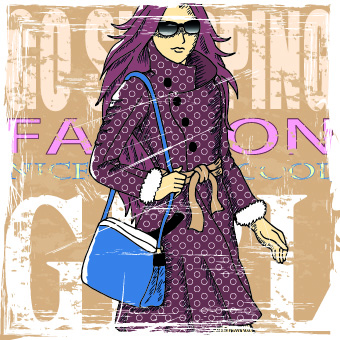 Fashion girl grunge background vector 05 fashion background vector background   