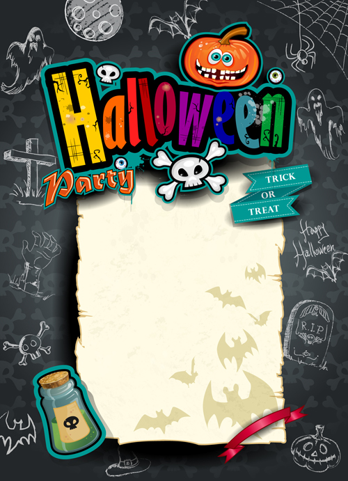 Hand drawn halloween party background 02 party hand drawn halloween background   