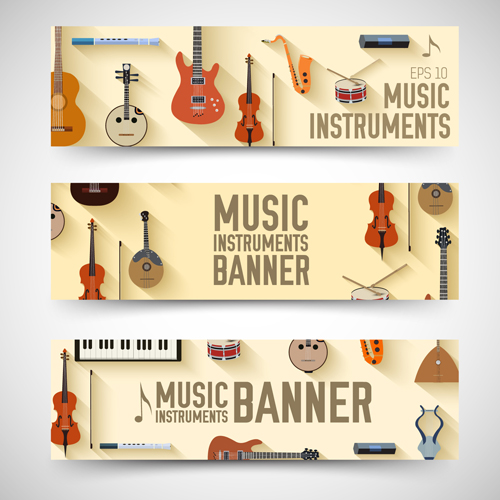 Music Instruments vector banner graphics 03 music instruments banner   