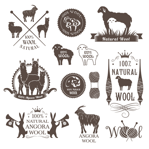 Natural wool logo with badge vector 01 wool natural logo badge   