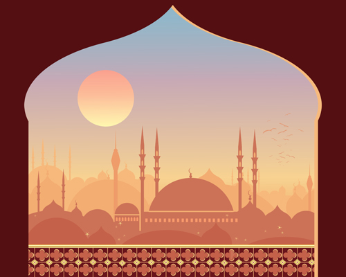 Mosque night backgrounds vector 05 night mosque   