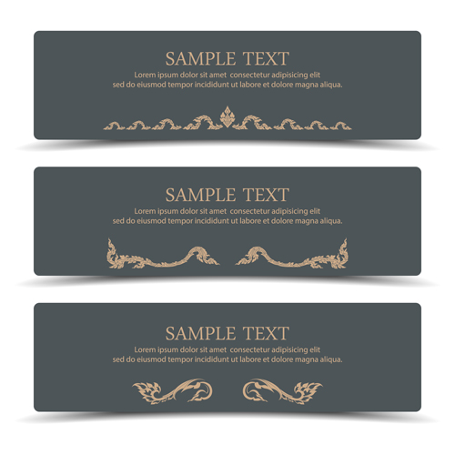 Ornate floral banners vector set 03 ornate floral banners   