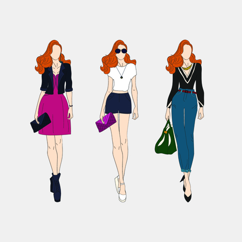 Beautiful with fashion models vector material 05 models model fashion beautiful   