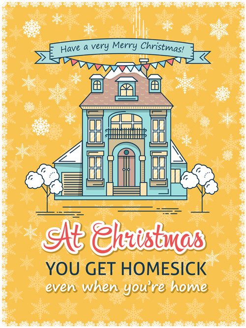 Christmas greeting cards with house vector 04 house greeting christmas cards   