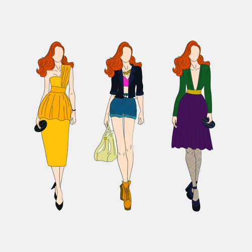 Beautiful with fashion models vector material 08 models material fashion beautiful   