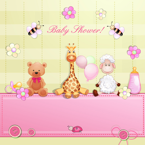 Cute toy with baby card vector 01 toy cute card vector card baby   