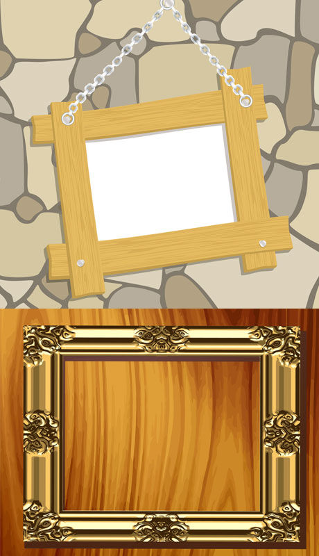 Photo frames background  vector material photo frame metal texture decorative boxes background   