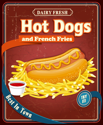Retro vintage fast food poster design vector 05 vintage Retro font poster design poster fast food   