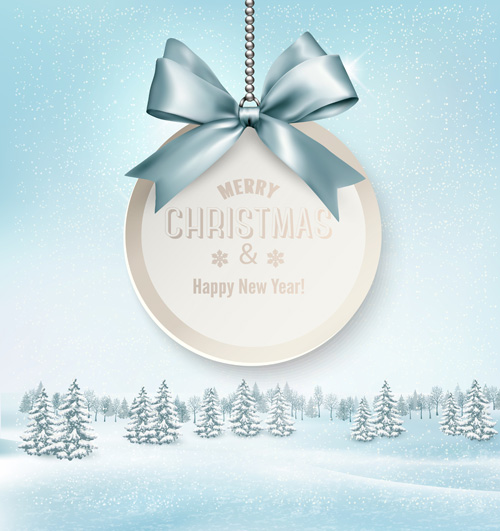 Christmas elements with winter landscape background vector 06 winter landscape elements christmas background   