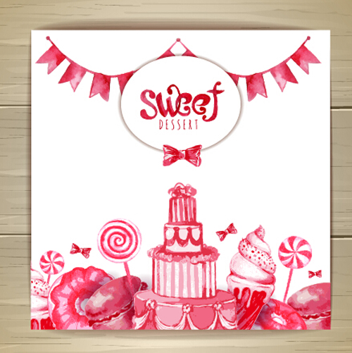 Hand drawn sweet with cake vector background sweet hand drawn cake background   