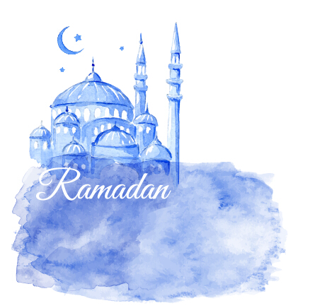 Watercolor drawing ramadan Kareem vector background 12 watercolor ramadan kareem drawing background   