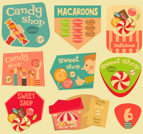 Set of stickers vintage design vectors 07 vintage stickers sticker   