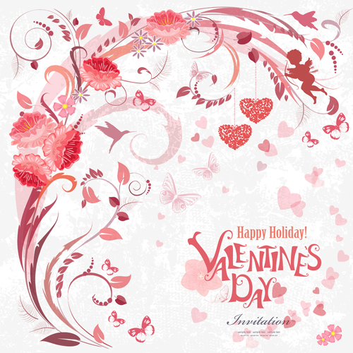 Flower valentine day cards vector 02 Valentine flower day cards   