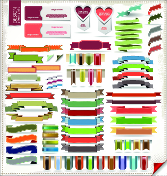 Different Ribbons elements vector set 04 ribbons ribbon labels label elements element different   