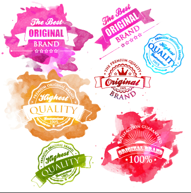 Watercolor premium quality labels vector watercolor quality premium labels label   