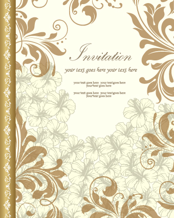 Retro style floral ornament invitation card vector 01 Retro style Retro font reed ornament invitation card vector card   