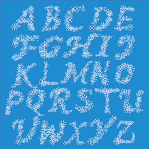 White snowflake alphabets vectors white snowflake alphabets   