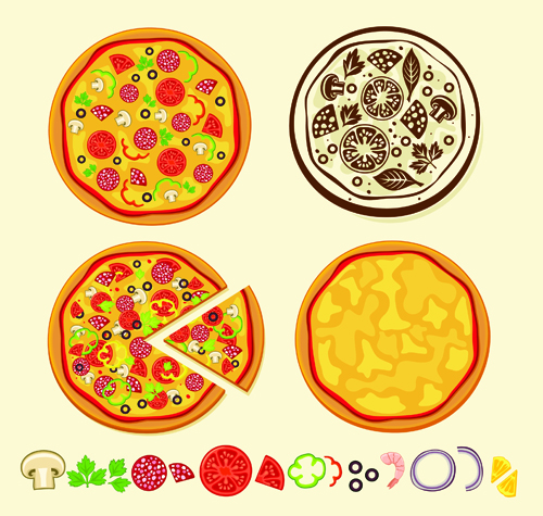 Creative Pizza design elements vector set 01 pizza elements element creative   