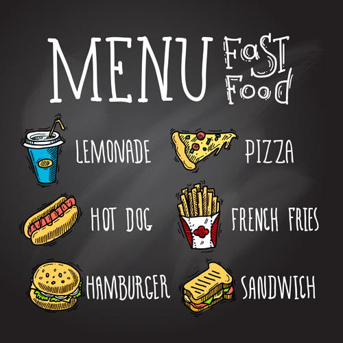 Fast food menu hand drawn vector 04 menu hand drawn fast food   