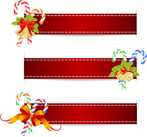 Christmas baubles with red banners vector red christmas baubles banners   