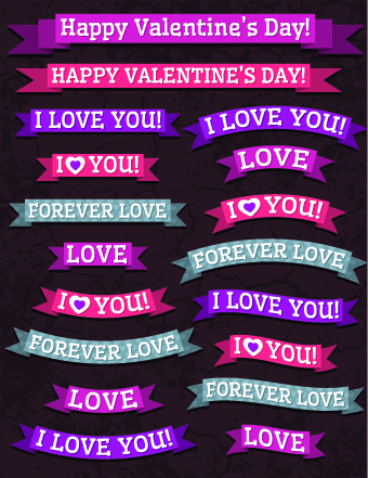 Valentine ribbon banner design vector 02 Valentine ribbon banner   