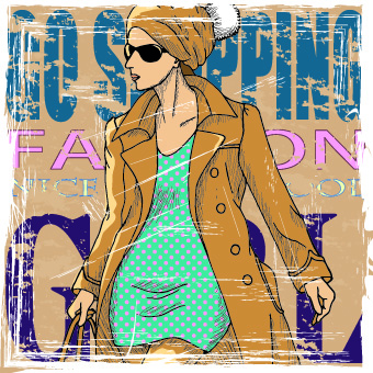 Fashion girl grunge background vector 04 grunge fashion background vector background   