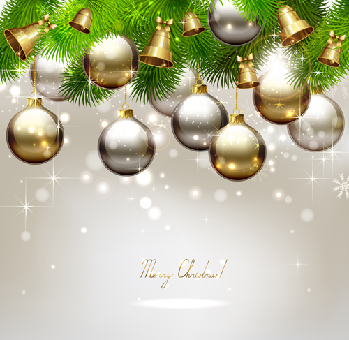 Golden christmas ball with bell background vectors golden Christmas ball christmas bell ball   