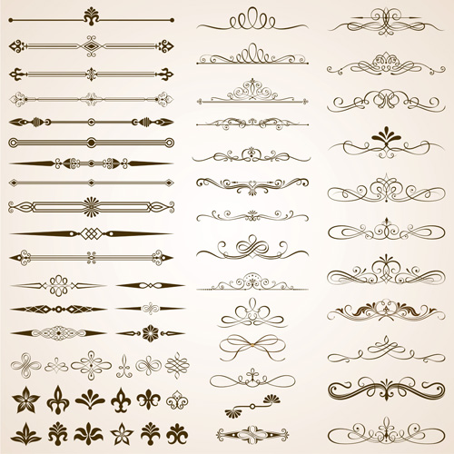Calligraphic frames and rorders elements vector set rorders frames elements calligraphic   