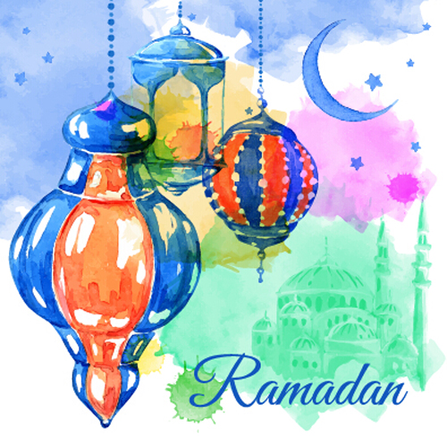 Watercolor drawing ramadan Kareem vector background 11 watercolor ramadan kareem drawing background   